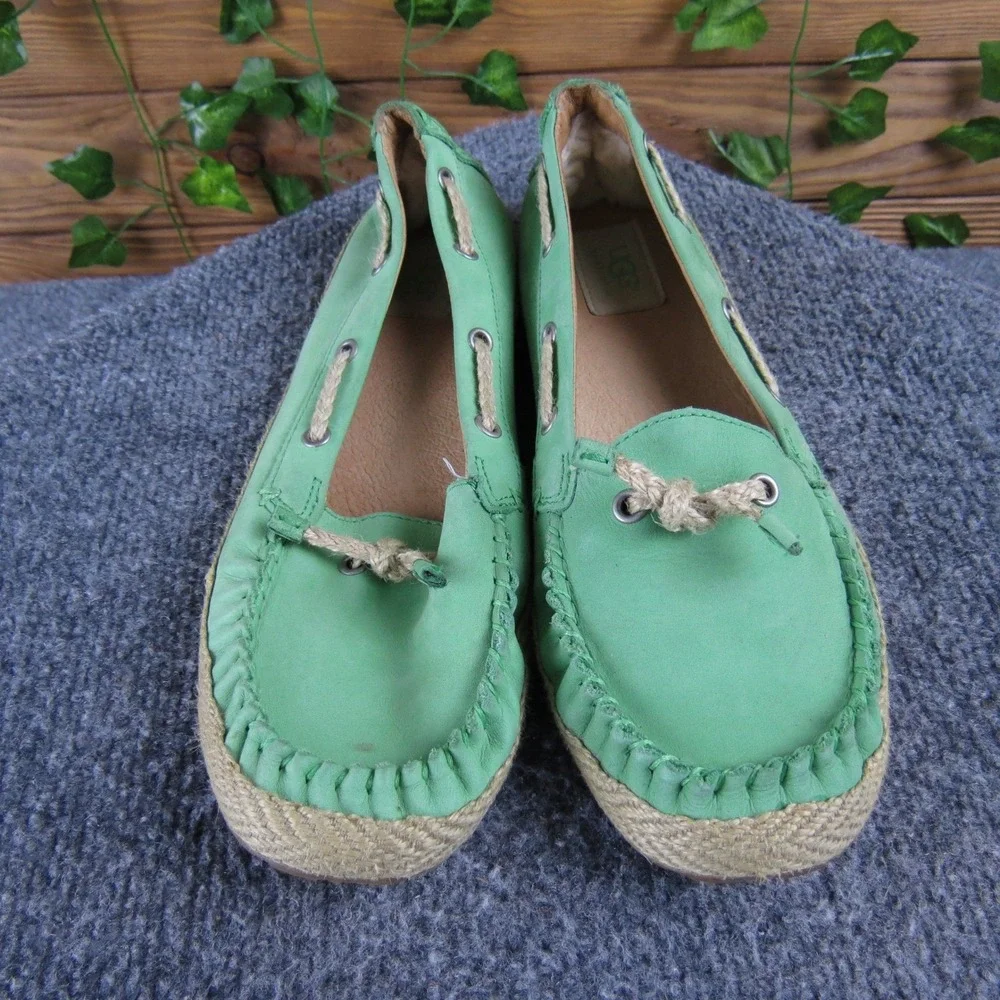 UGG Chivon Women's 8 Mint Green Nubuck‎ Slip-On Moccasins Jute Outsole Casual